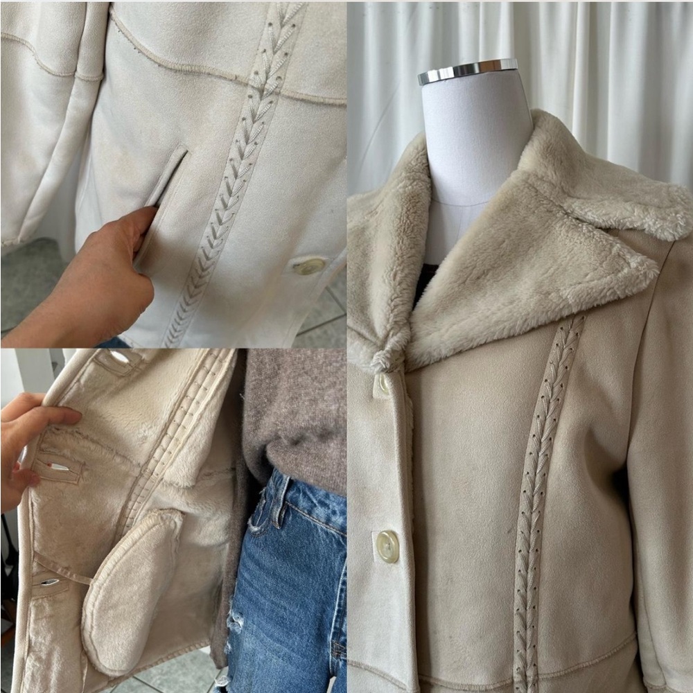 Cream Sonoma faux suede coat size Large. - Picture 9 of 10